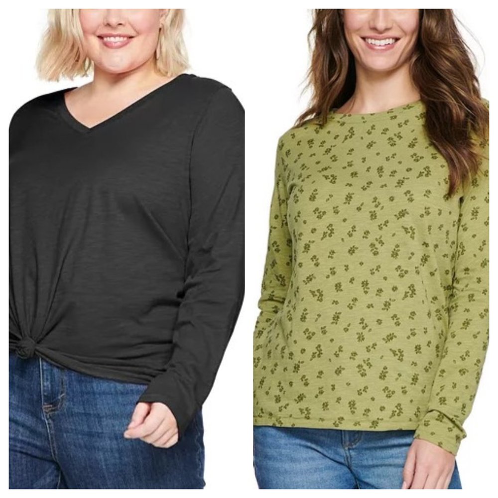 Lot of 2 Sonoma V-Neck Long Sleeve Tee 4X